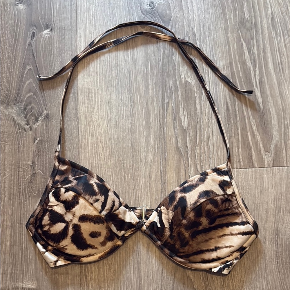Leopard Print Halter Bikini Top